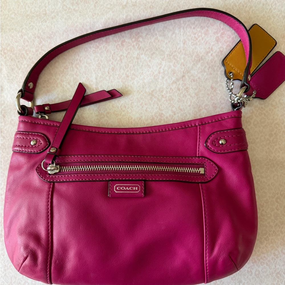 Coach Fuchsia Leather Shoulder Bag